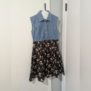 Floral Denim Casual Dress